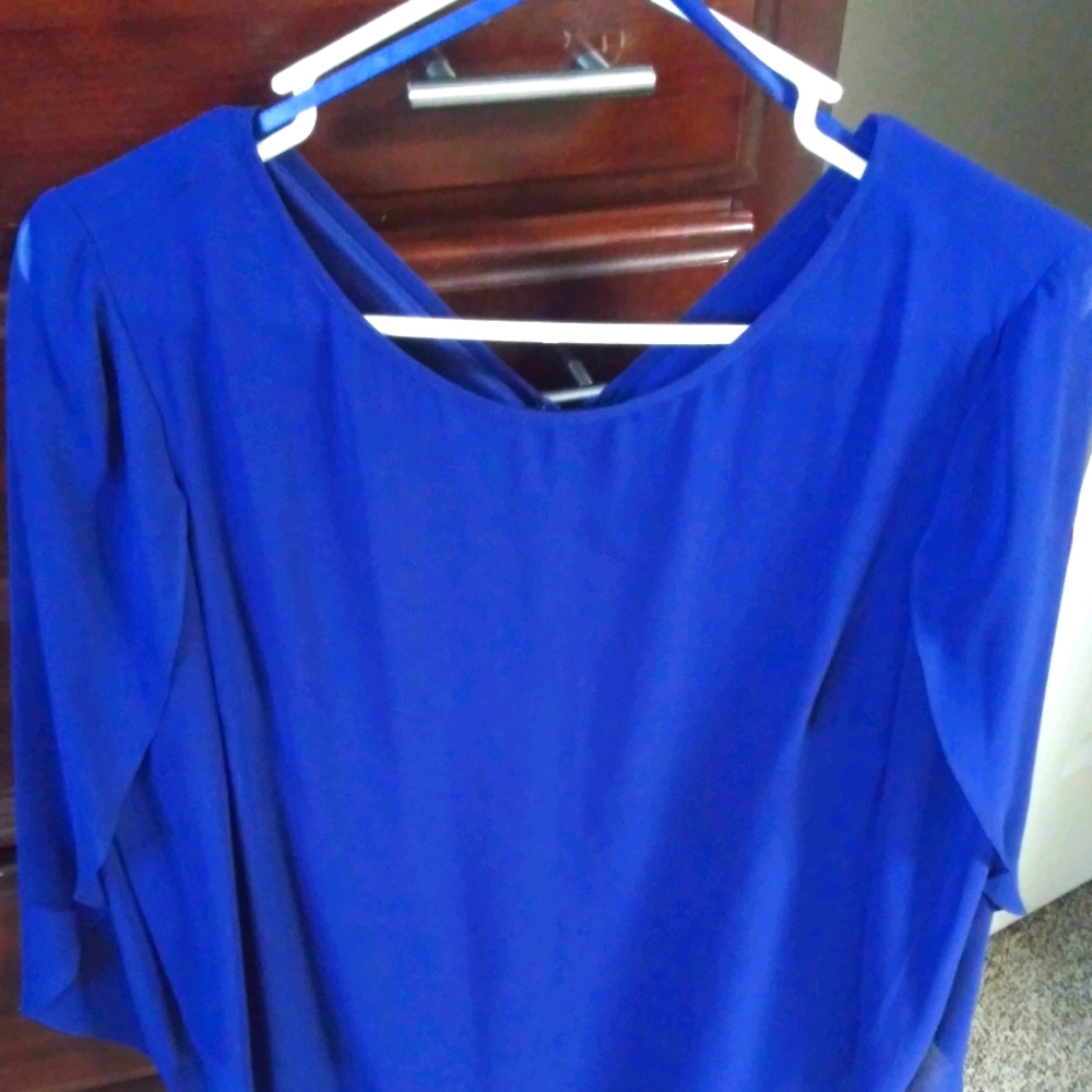 Royal blue chiffon dress with built in slip.